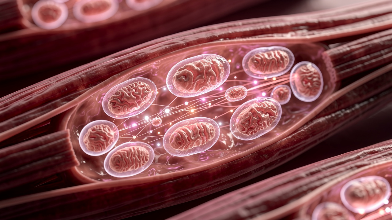 Mitochondria producing ATP for cellular energy