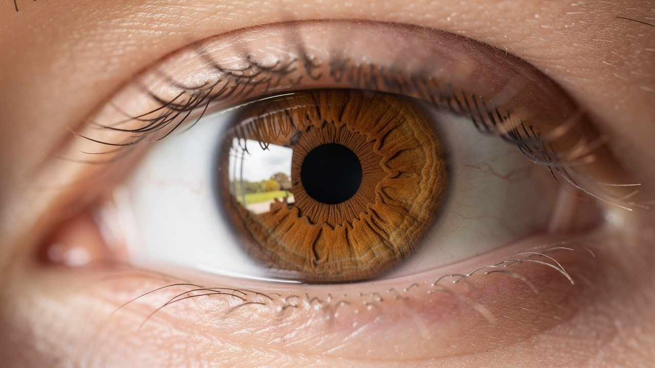 Human eye responding to natural light exposure