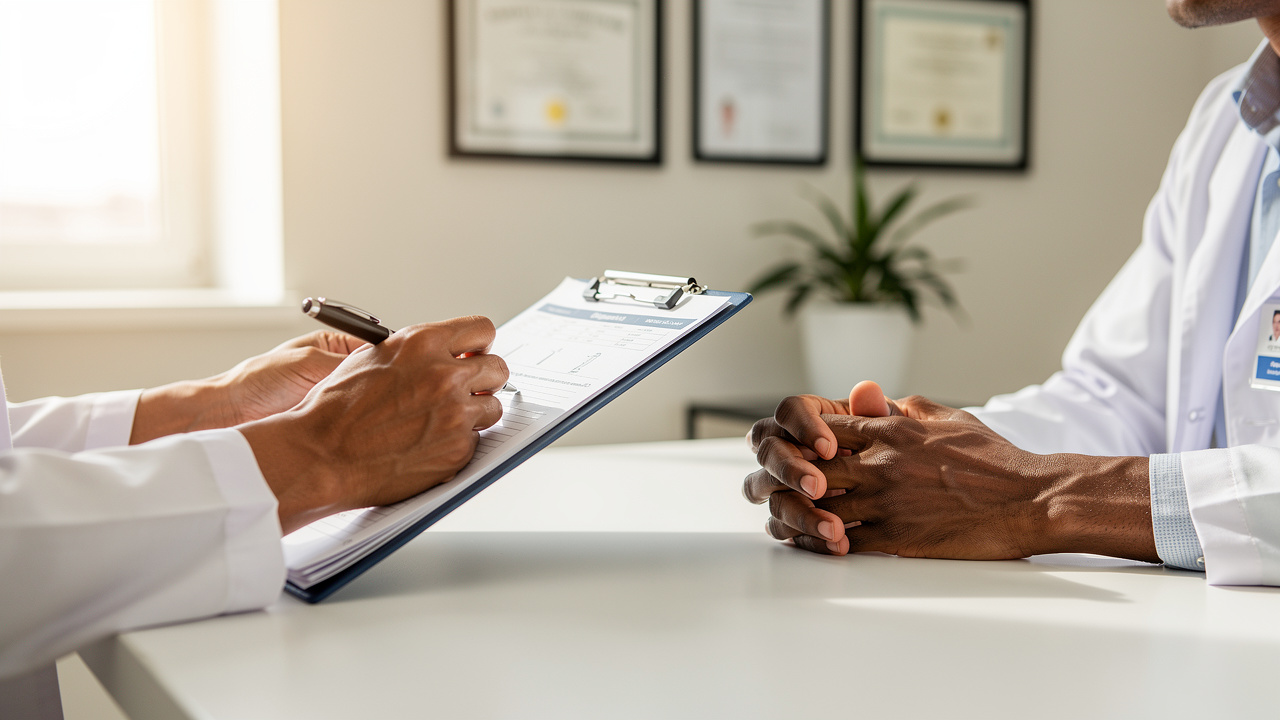 Healthcare professional consulting patient about sleep health