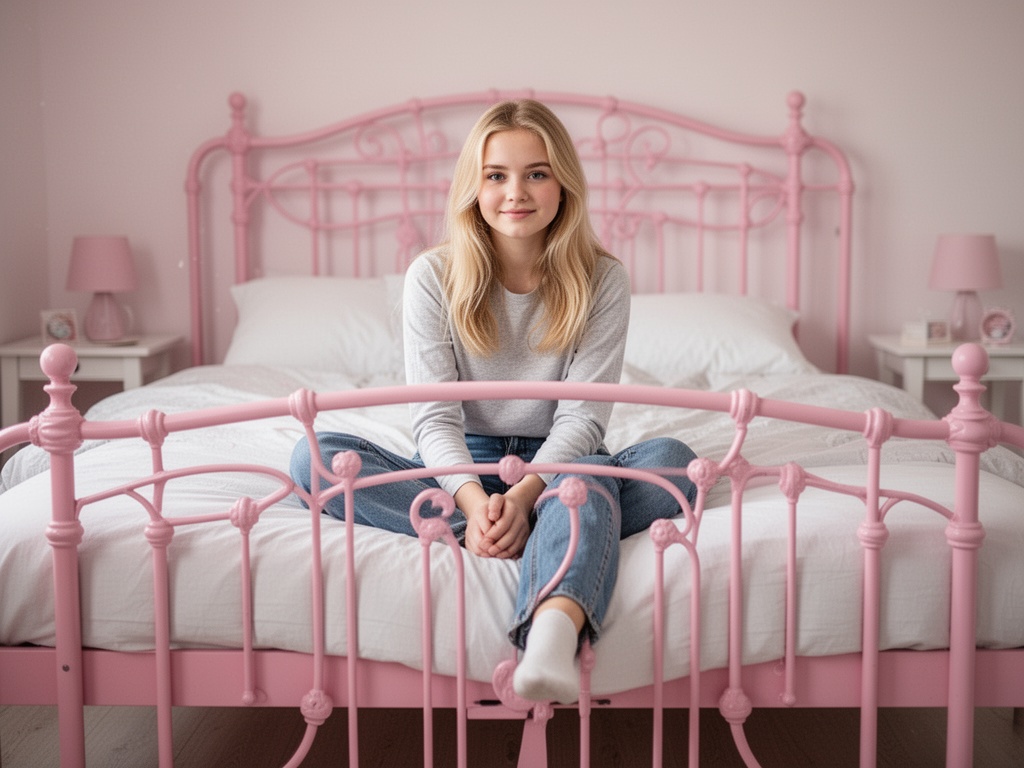 a-cute-girl-20-years-old-blonde-sits-on-a-bed-in-json9kvubh