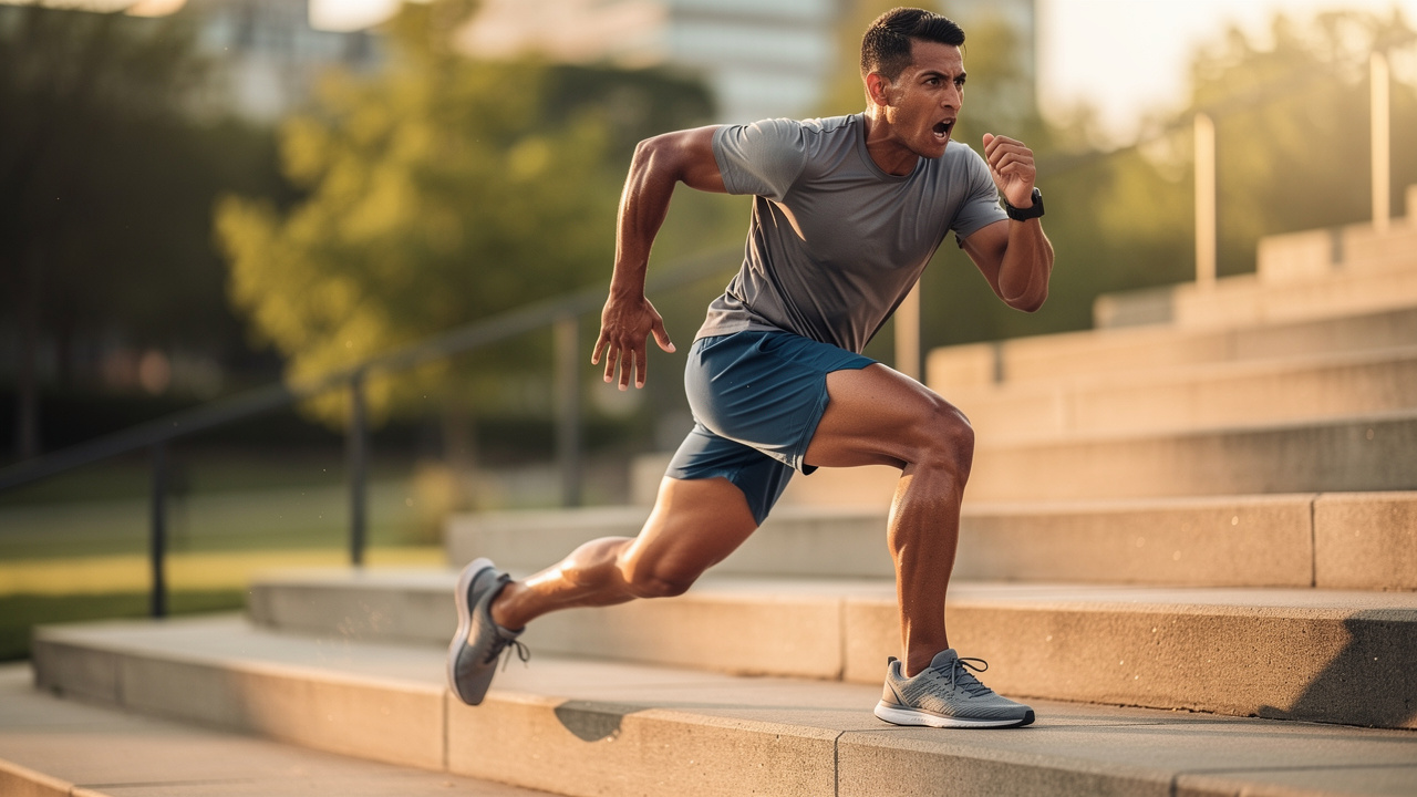 Athlete demonstrating peak physical performance during training
