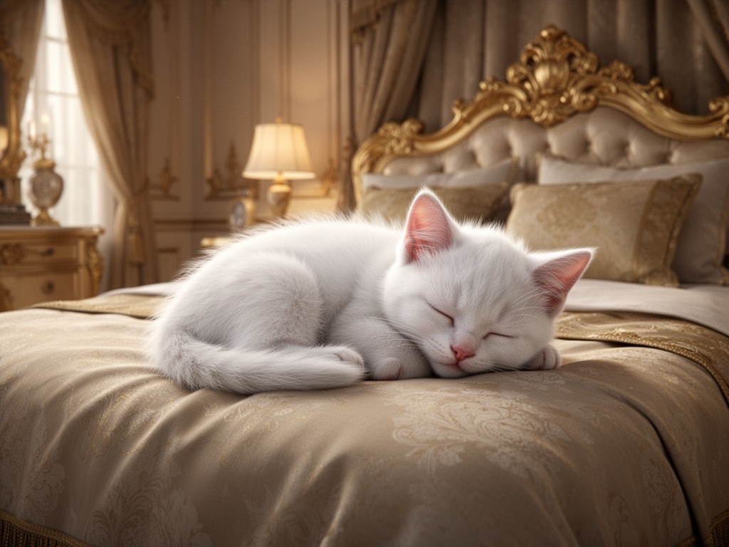 a-cute-small-white-kitten-sleeping-on-a-luxurious-vava48hzdm