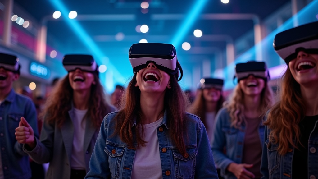 Jugador de realidad virtual listo para la acción en Virtua Barcelona