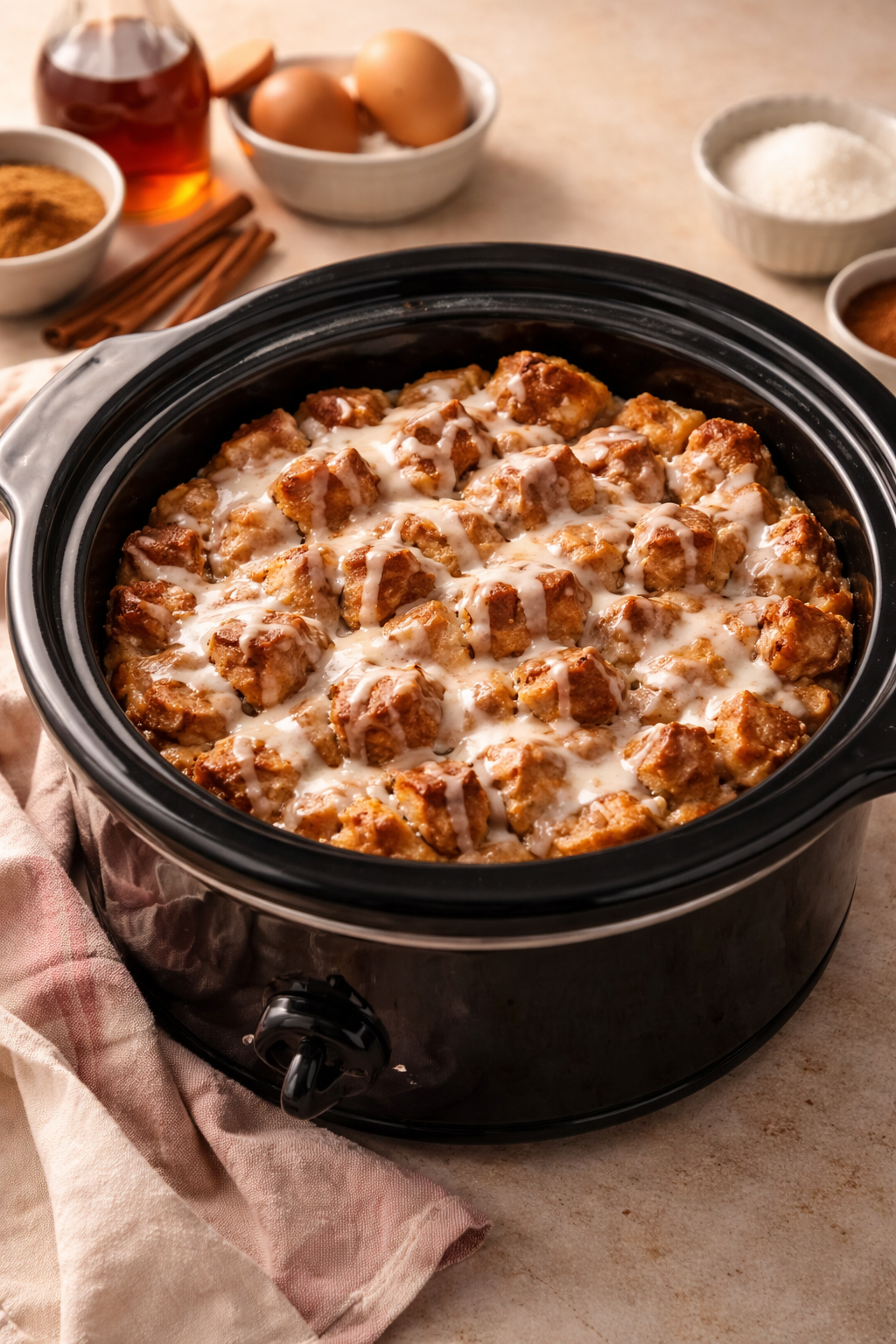 SLOW COOKER FRENCH TOAST CASSEROLE