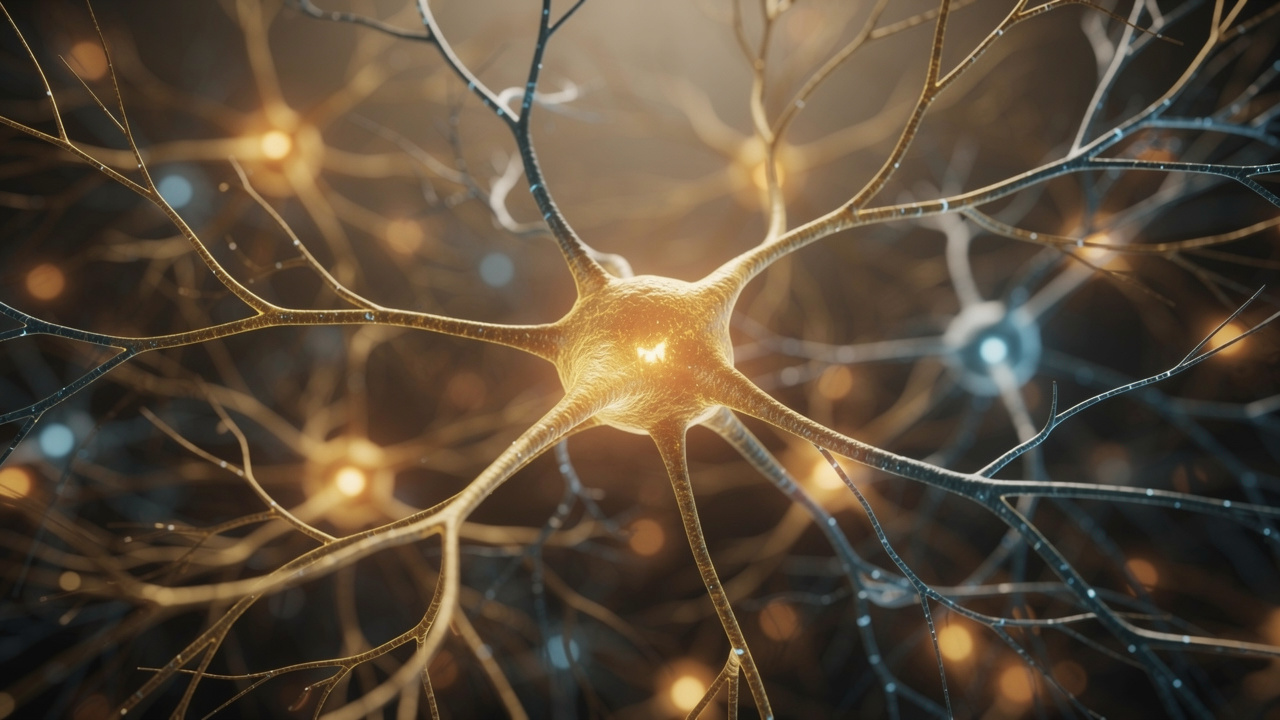 Neural connections showing neurotransmitter activity