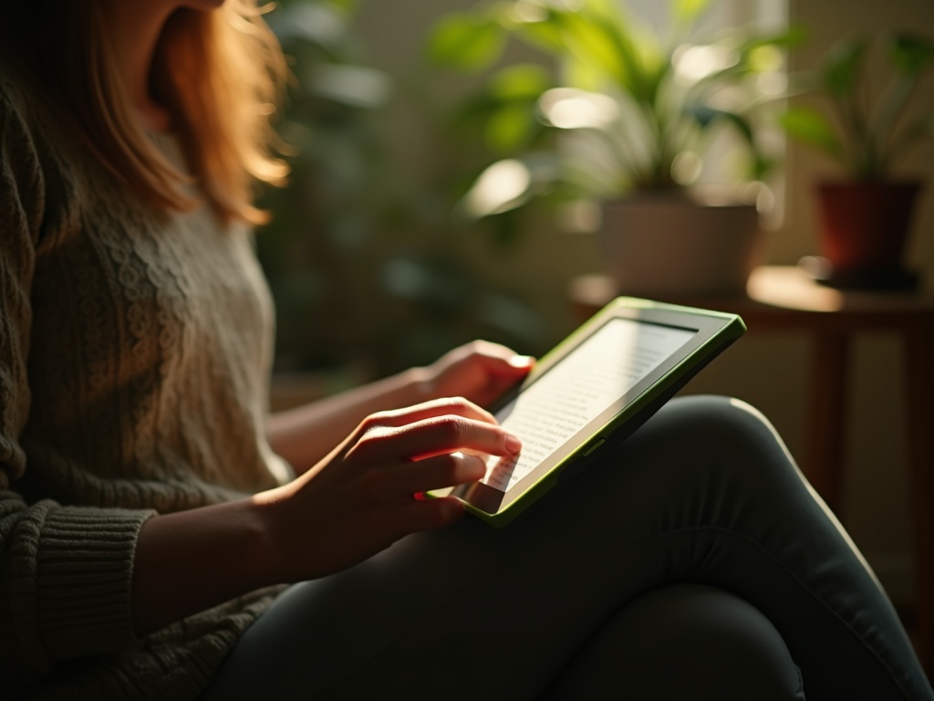 Una persona disfrutando de una lectura inmersiva con el Amazon Kindle última generación en un entorno relajado