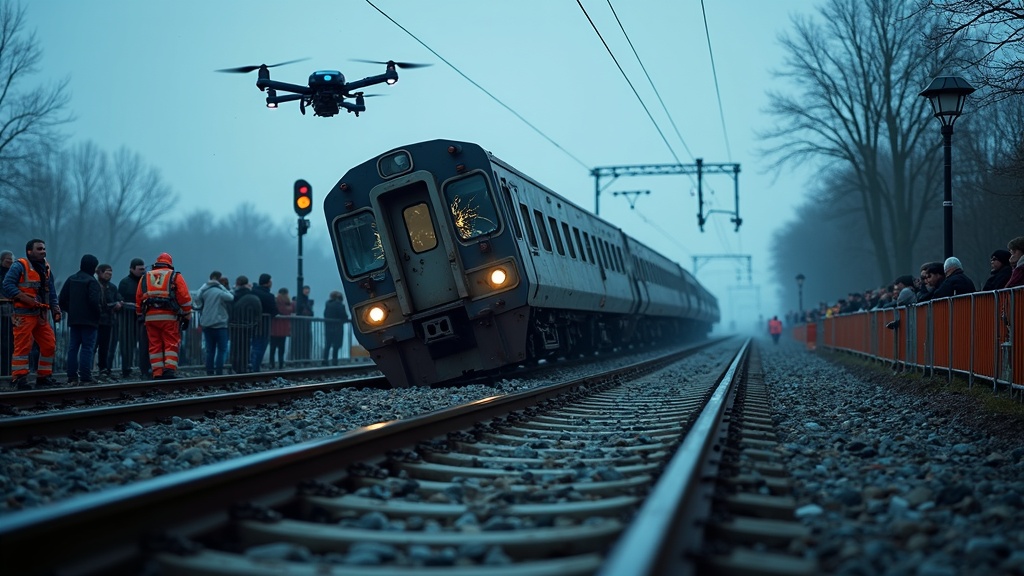 Equipos de emergencia trabajando en las vías del tren tras el siniestro