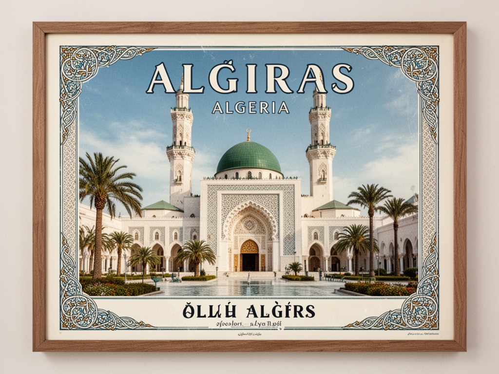 a-framed-poster-of-a-mosque-in-algiers-algeria-pbn3zwkqtu