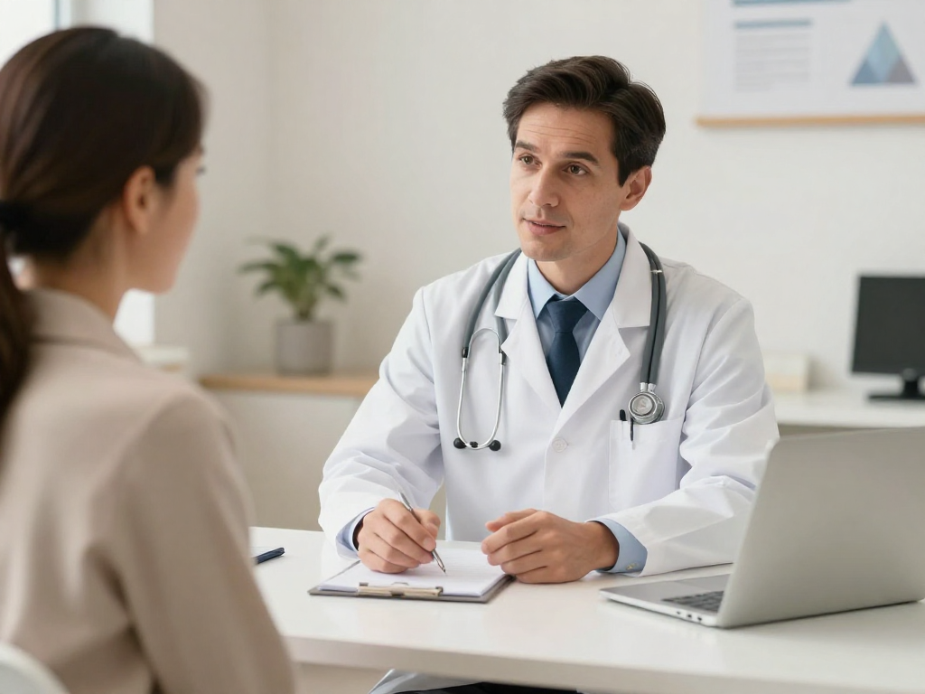 Doctor explaining treatment options in professional clinic environment