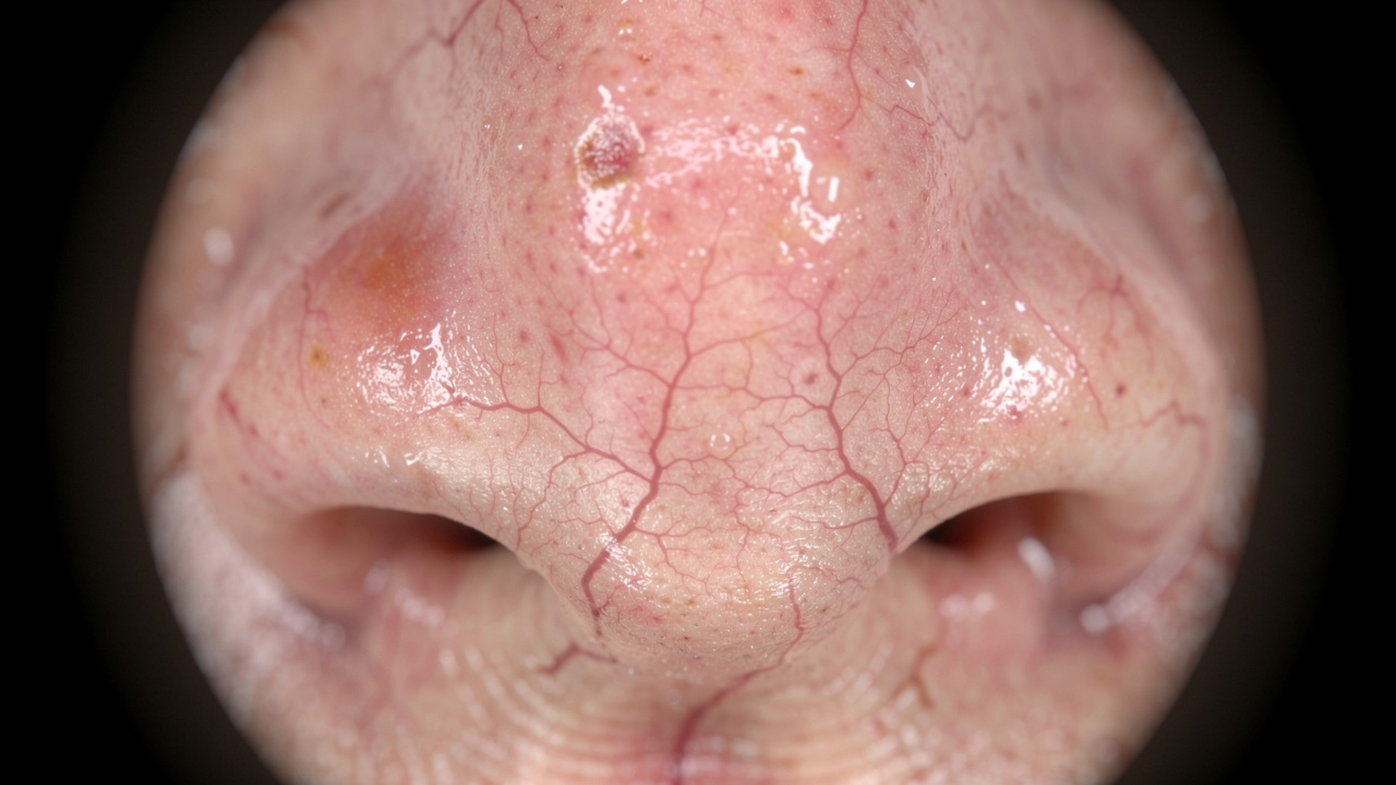 Nasal passage membrane showing vascular network