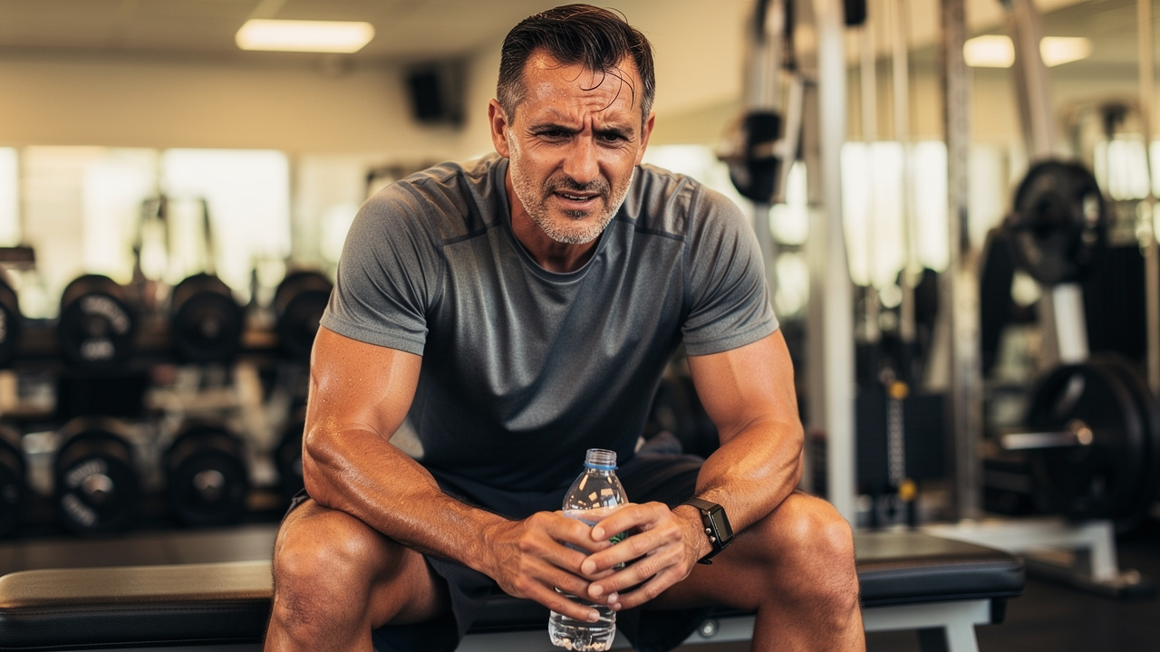 Athlete recovering after intense workout session