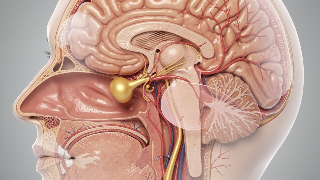 Nasal cavity to brain pathway