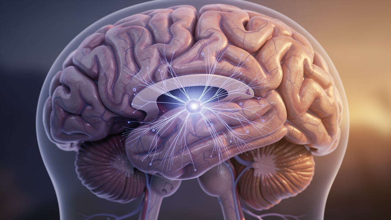 Brain showing pineal gland melatonin production