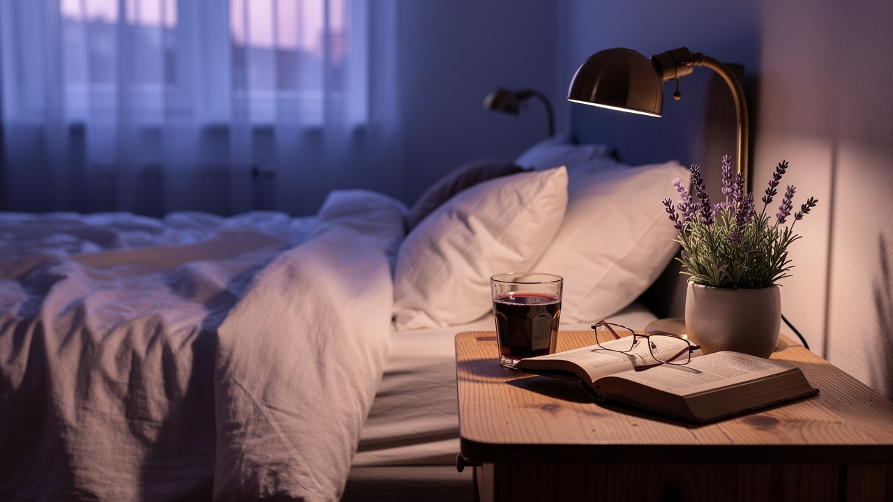 Calming bedtime routine with tart cherry juice