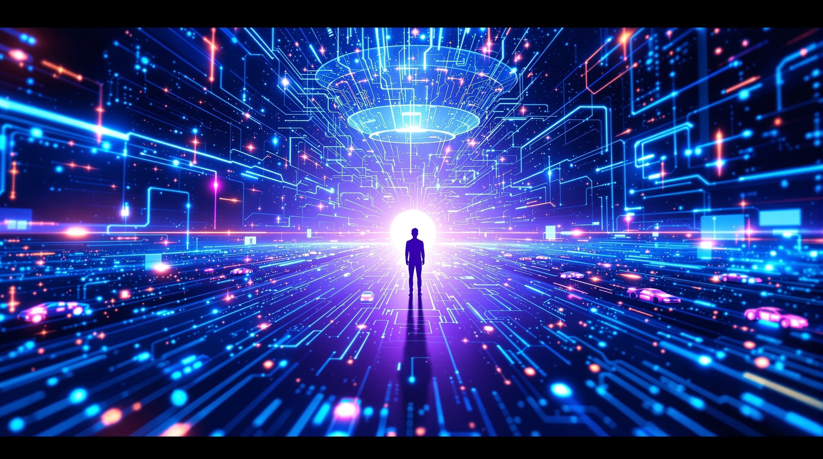 Conceptual illustration showing deep learning neural networks layered like the human brain with glowing circuits representing AI cognition