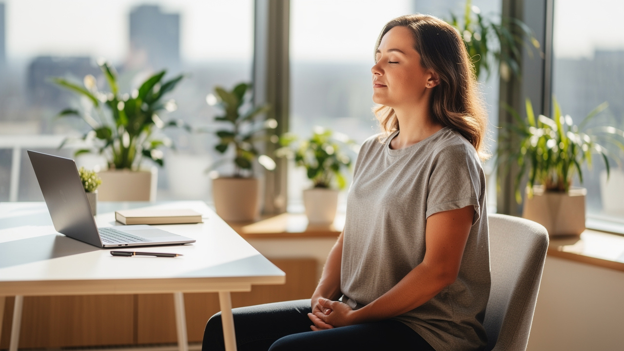 Person experiencing calm and mental clarity during meditation