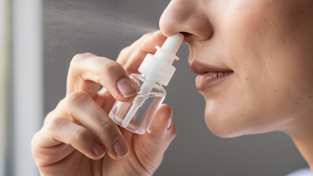 Correct technique for applying kanna nasal spray