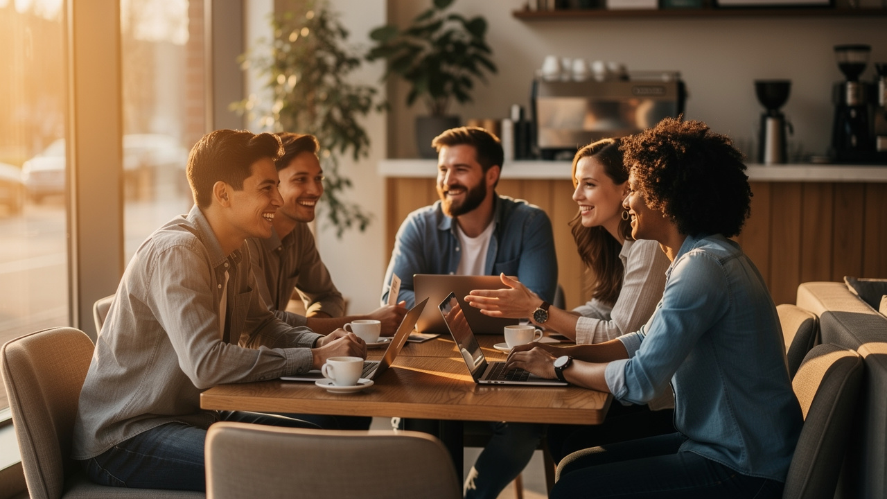 People enjoying easy social connection and conversation