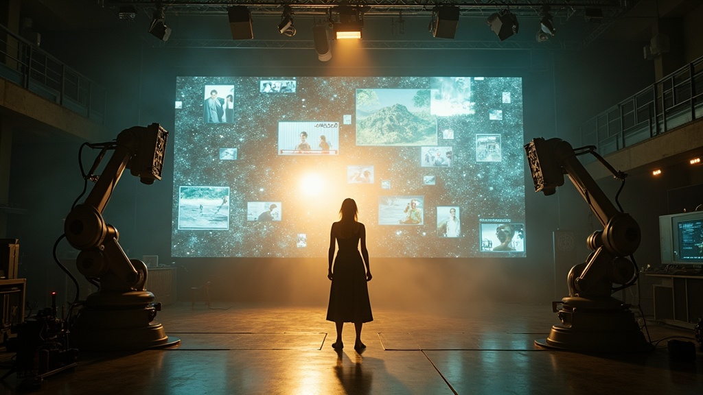 Primer plano de personaje generado por IA en la película The Great Reset