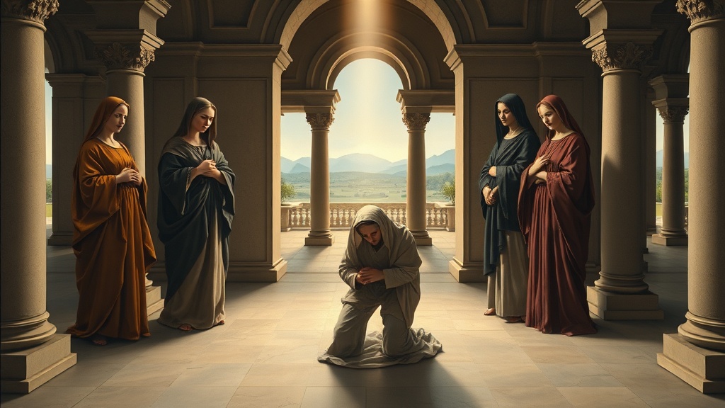 Allegorical painting of restored honor