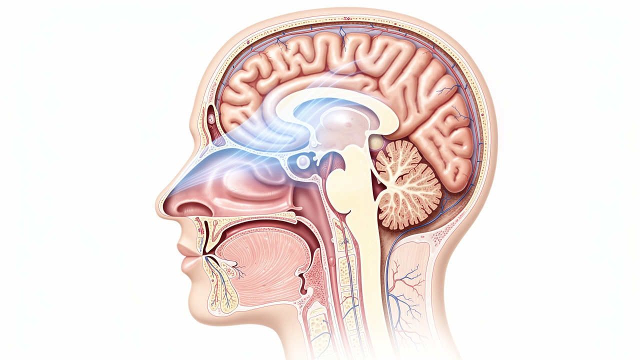 Nasal passage showing direct absorption to brain