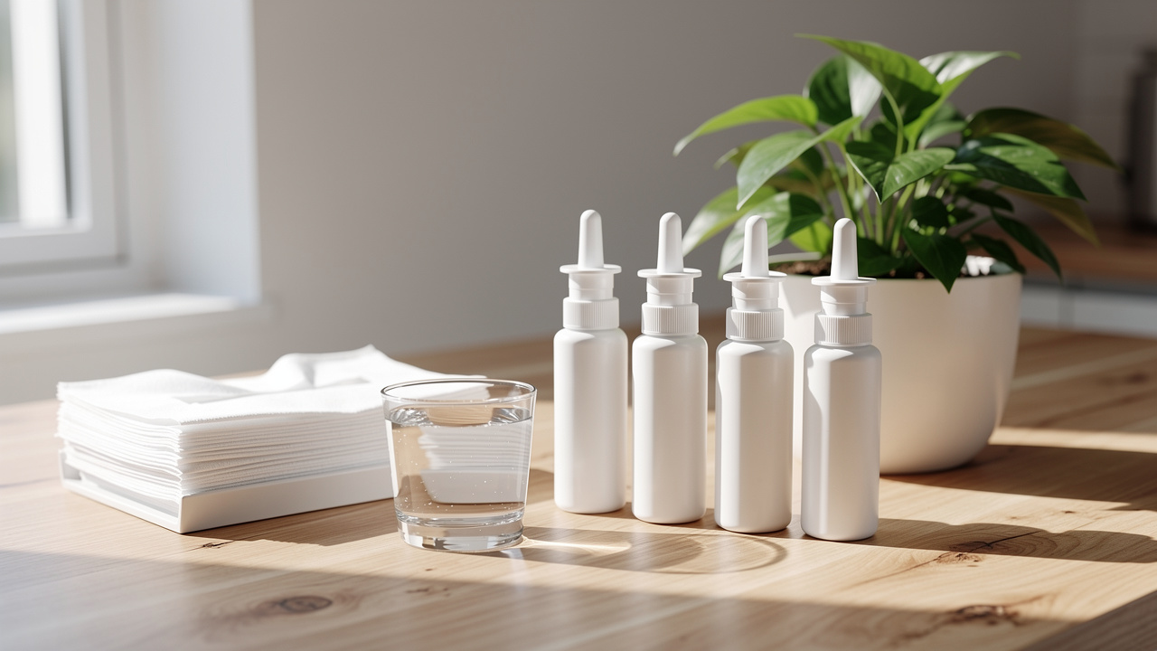 Organized wellness routine with nasal spray products