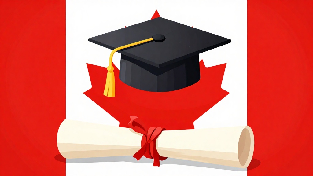 加拿大大學畢業成功概念圖，展示畢業證書與加拿大國旗背景，象徵透過條件式入學成功取得學位的喜悅