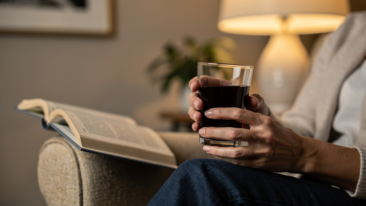 Evening routine with tart cherry juice for sleep