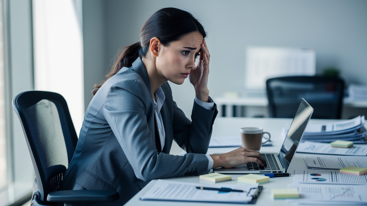 Exhausted professional experiencing emotional strain from poor sleep