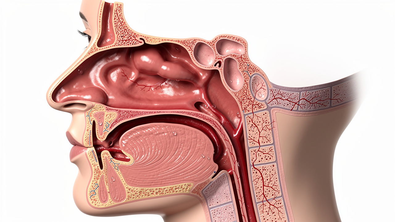 Nasal cavity showing vascular mucous membrane