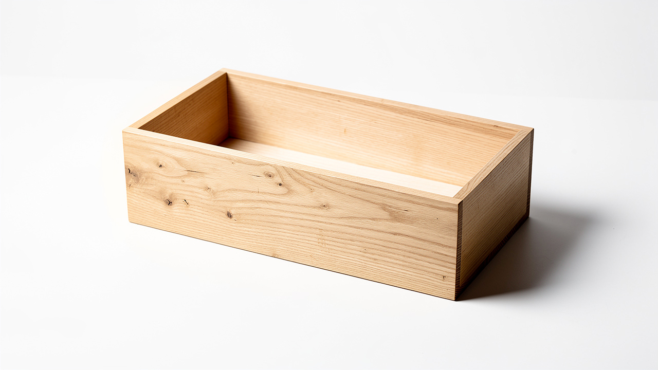 Handgefertigte Aufbewahrungsbox aus hellem Holz