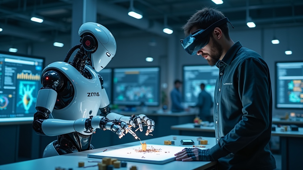 Microsoft Modelo Robótico Rho-alpha operando en un entorno de pruebas complejo