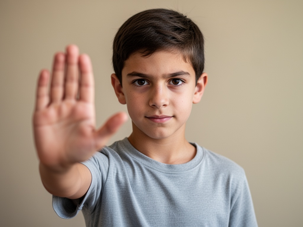 a-14-year-old-boy-raising-his-hand-in-a-gentle-scr87m7td8