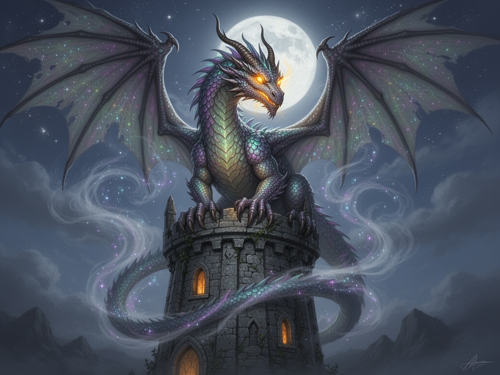 mystical-dragon-perched-on-ancient-stone-tower-l3j9tj46wm