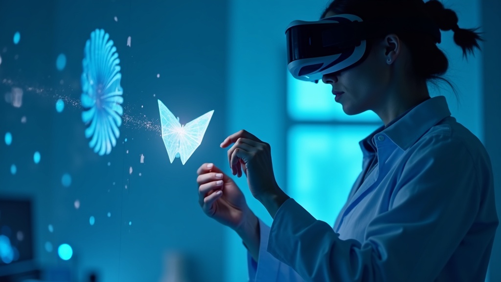 Usuario utilizando OriRing en un entorno de realidad virtual