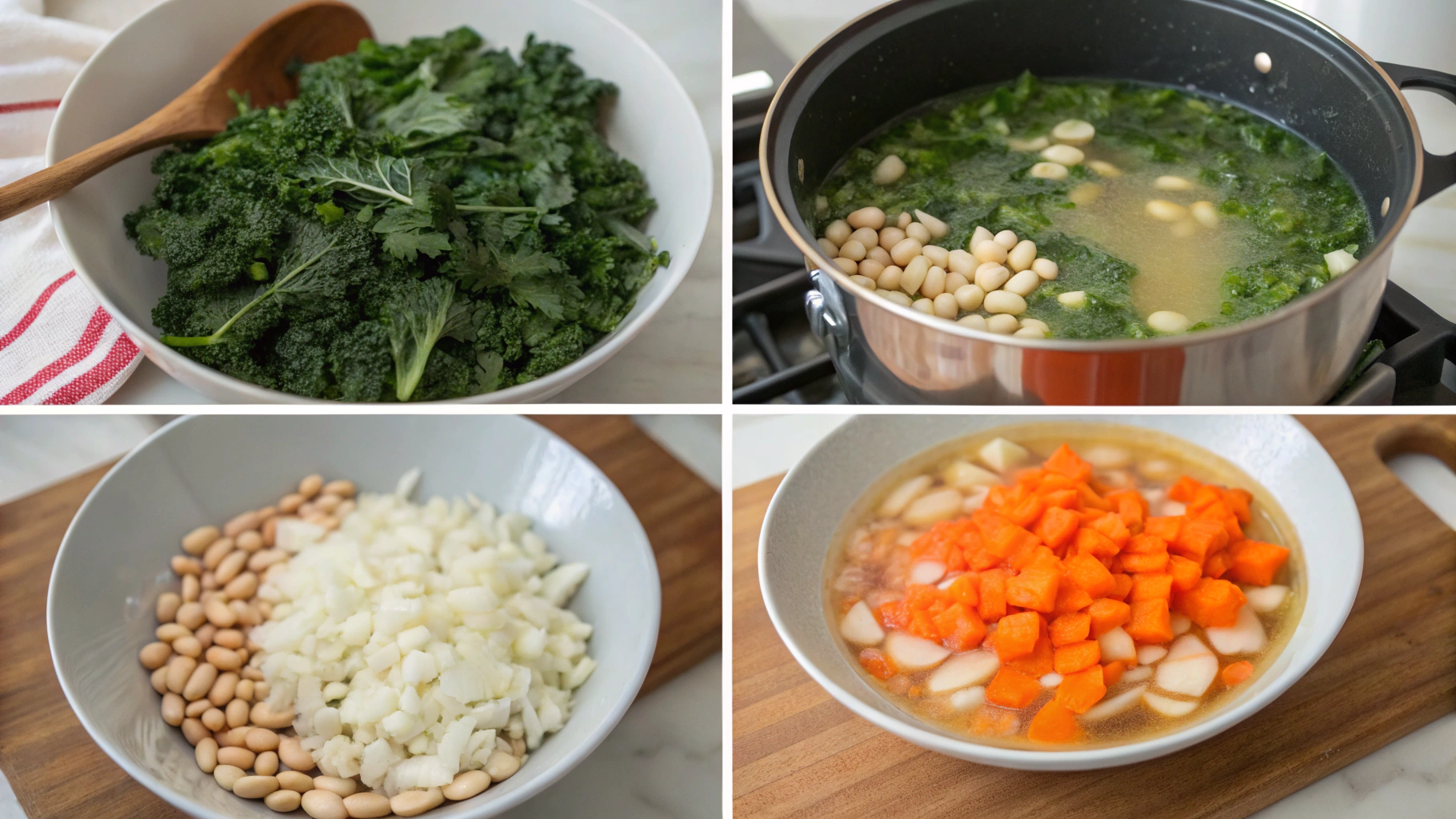 Kale & White Bean Soup Cooking process for Kale & White Bean Soup