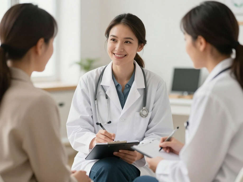 Healthcare professional consulting with patient