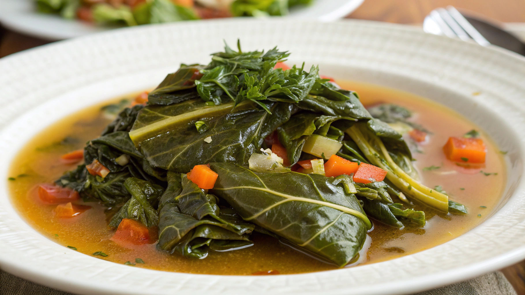 Collard Greens Braised with Vegetable Broth