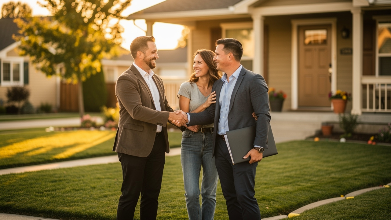 Agent building relationships with satisfied home buyers