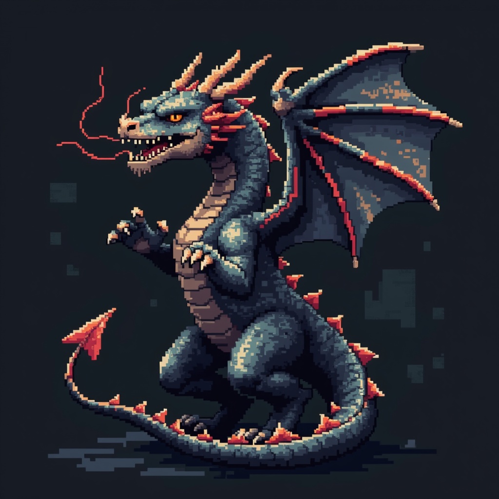 dragon-noir-35-par-35-pixel-sans-nuance-de-couleur-nfjhf8ed8