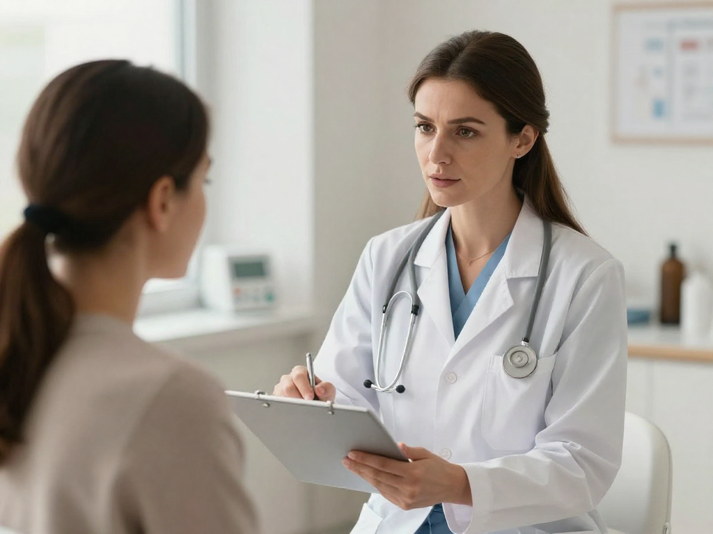 Clinician explaining treatment plan to patient Clinician explaining treatment plan to patient