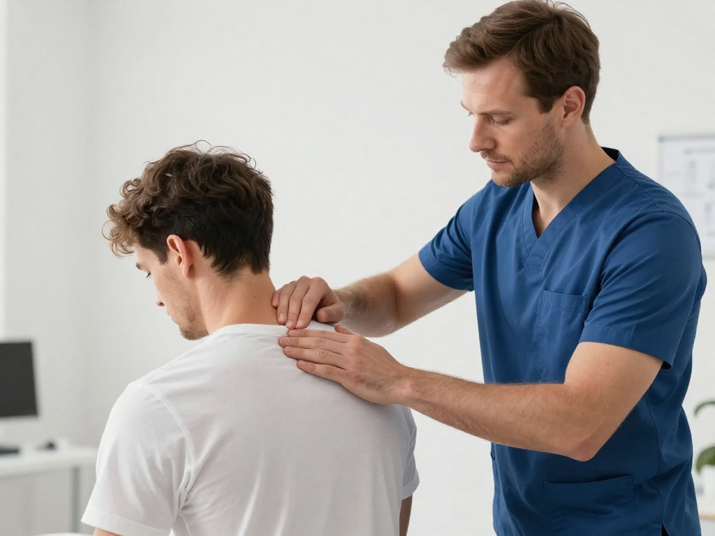 Chiropractor performing gentle spinal adjustment Chiropractor performing gentle spinal adjustment