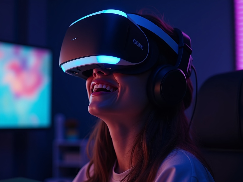 Usuario disfrutando de la VR con la correa KIWI design Elite para Quest 2