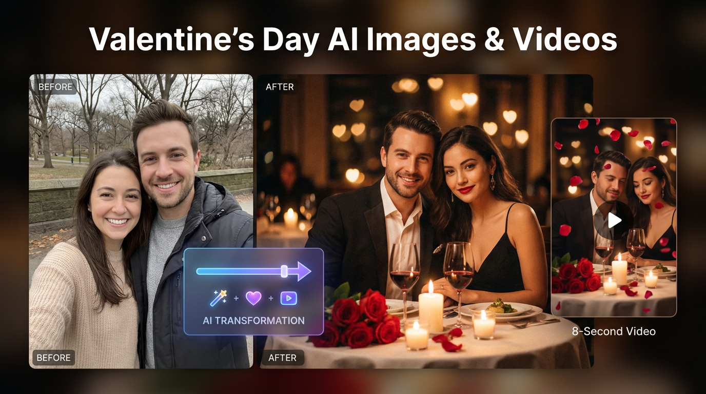 Romantic AI image and AI video collage for Valentine's Day gifts