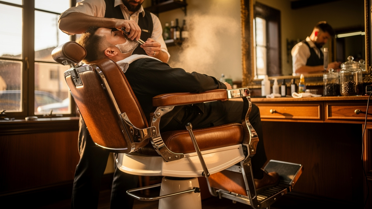 Barber chair with recline and adjustment features