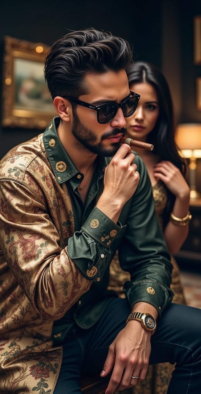 rich-young-man-holding-cigar-gold-silk-versace-kb1n8sarrm