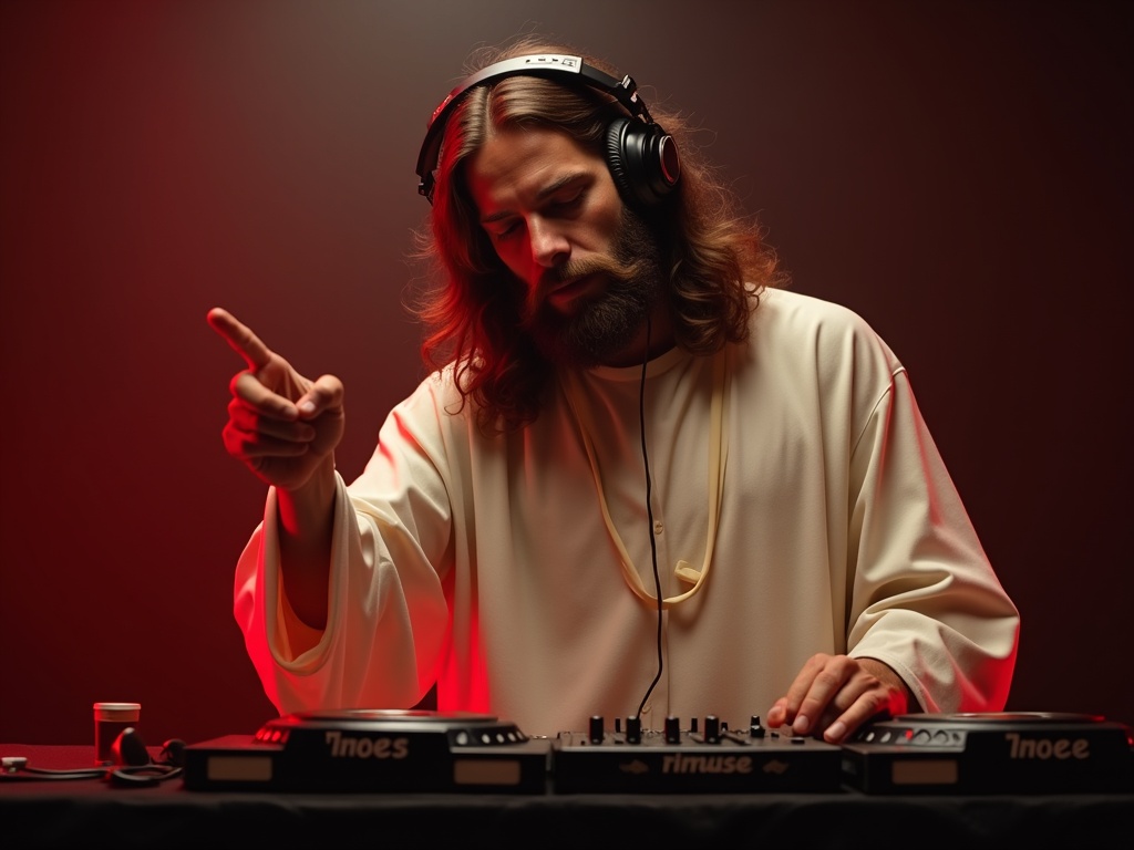 jesus-as-a-dj-in-a-hot-set-head-phones-and-arm-in-z4rw3v8emw