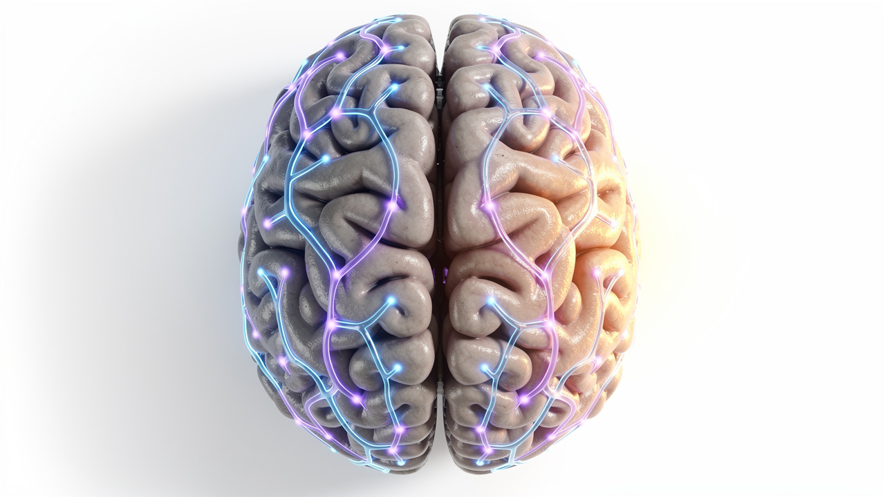 Brain neurotransmitter pathways showing serotonin activity