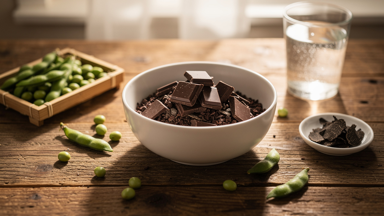 Dark chocolate and truffles supporting natural anandamide production