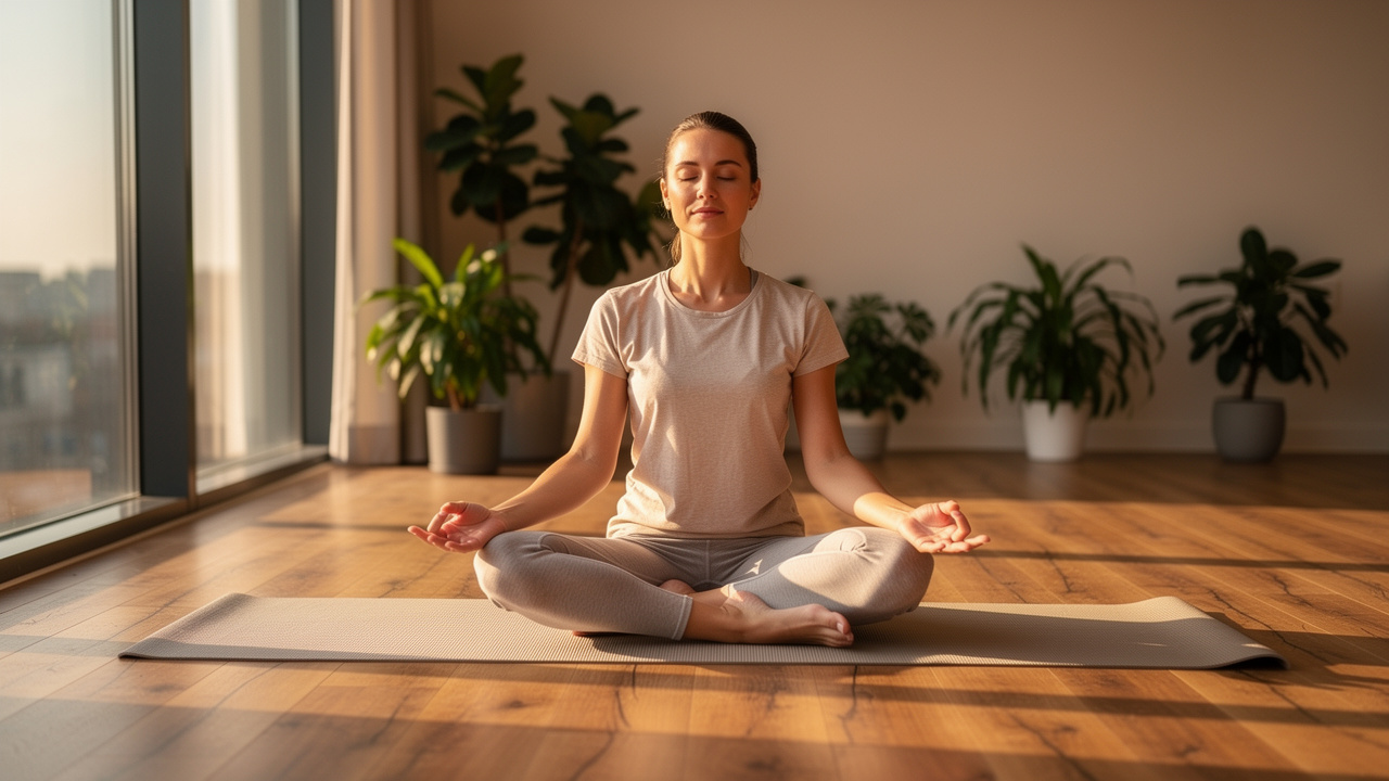 Person practicing meditation for stress relief and emotional balance